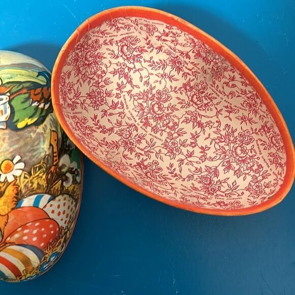 Vintage German Paper Mache 5" Easter Egg Nesting Hollow Toile Lined Ducks - Picture 2 of 3